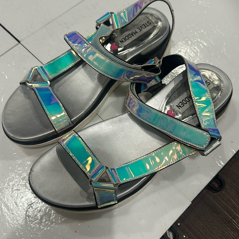 Steve Madden Holographic Tevas. Size 4